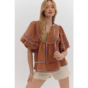 Caramel Colorful Puff Top